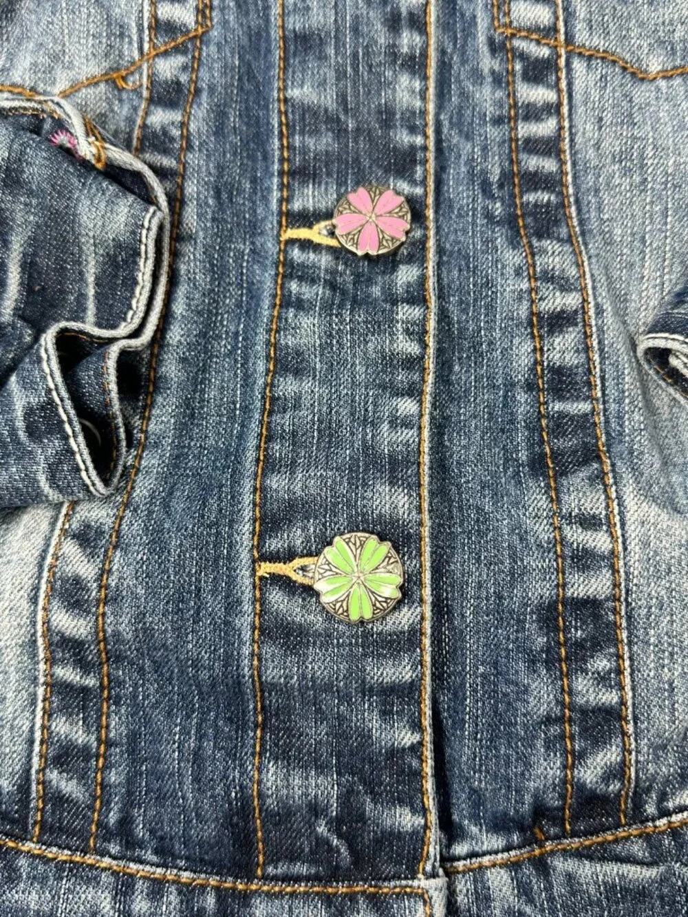 GUC The Children's Place Denim Jacket, Boho Floral Rhinestone, Size: M 7/8